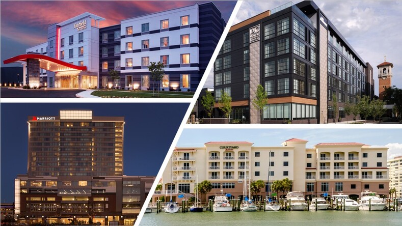4our different photos of hotel exteriors