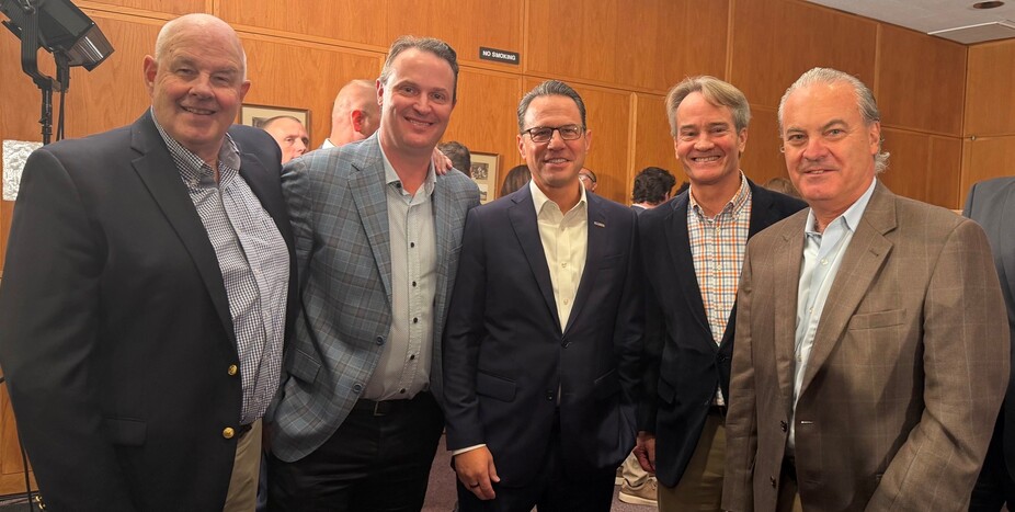 Lance Shaner Derrick Skillings Governor Josh Shapiro Bradley Jones and Plato Ghinos 