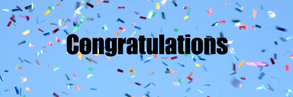 Congratulations on blue background with confetti